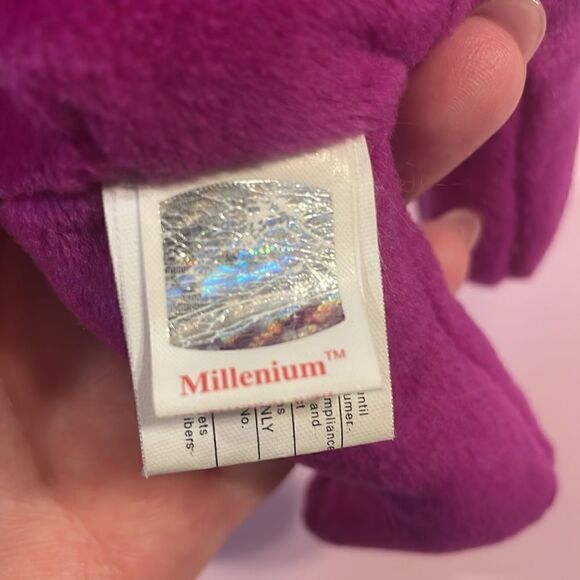 2000 TY Beanie Baby Millennium the Purple Bear Excellent Used Condition 9” long - Picture 7 of 8